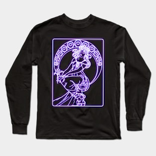 Alphonse Mucha violet Neon Long Sleeve T-Shirt